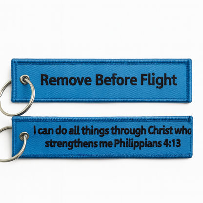 Remove Before Flight Keychain Bible Verse