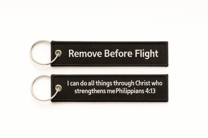 Remove Before Flight Keychain Bible Verse