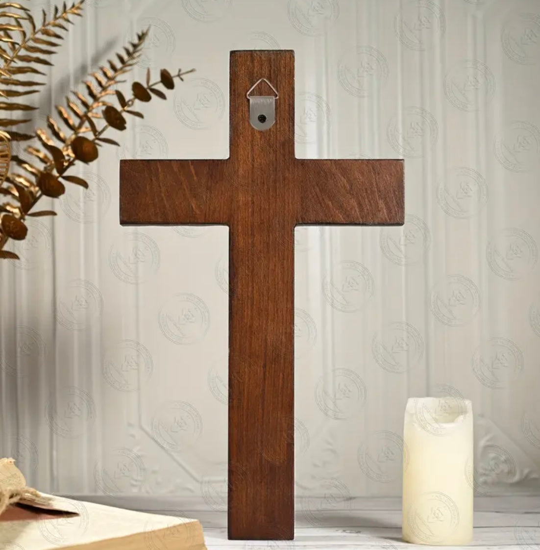 Vintage Wooden Cross with Roses